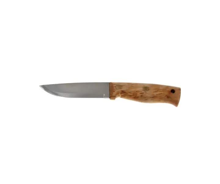 Helle Temagami håndlavet bushcraft kniv med birketræ håndtag og fast klinge